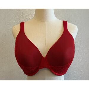 Ambrielle Full Figure Everyday Full Coverage Bra Color: Red Size 38DD